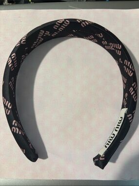 Miu Miu Black & Pink Logo Padded Headband